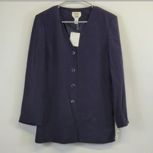 TALBOTS Silk Navy Blouse Cardigan Size 8